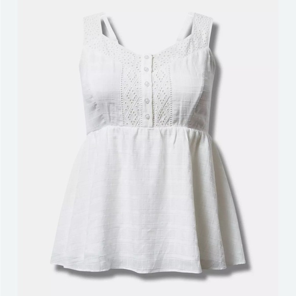 Torrid White Smocked Tank Top - Picture 2 of 9